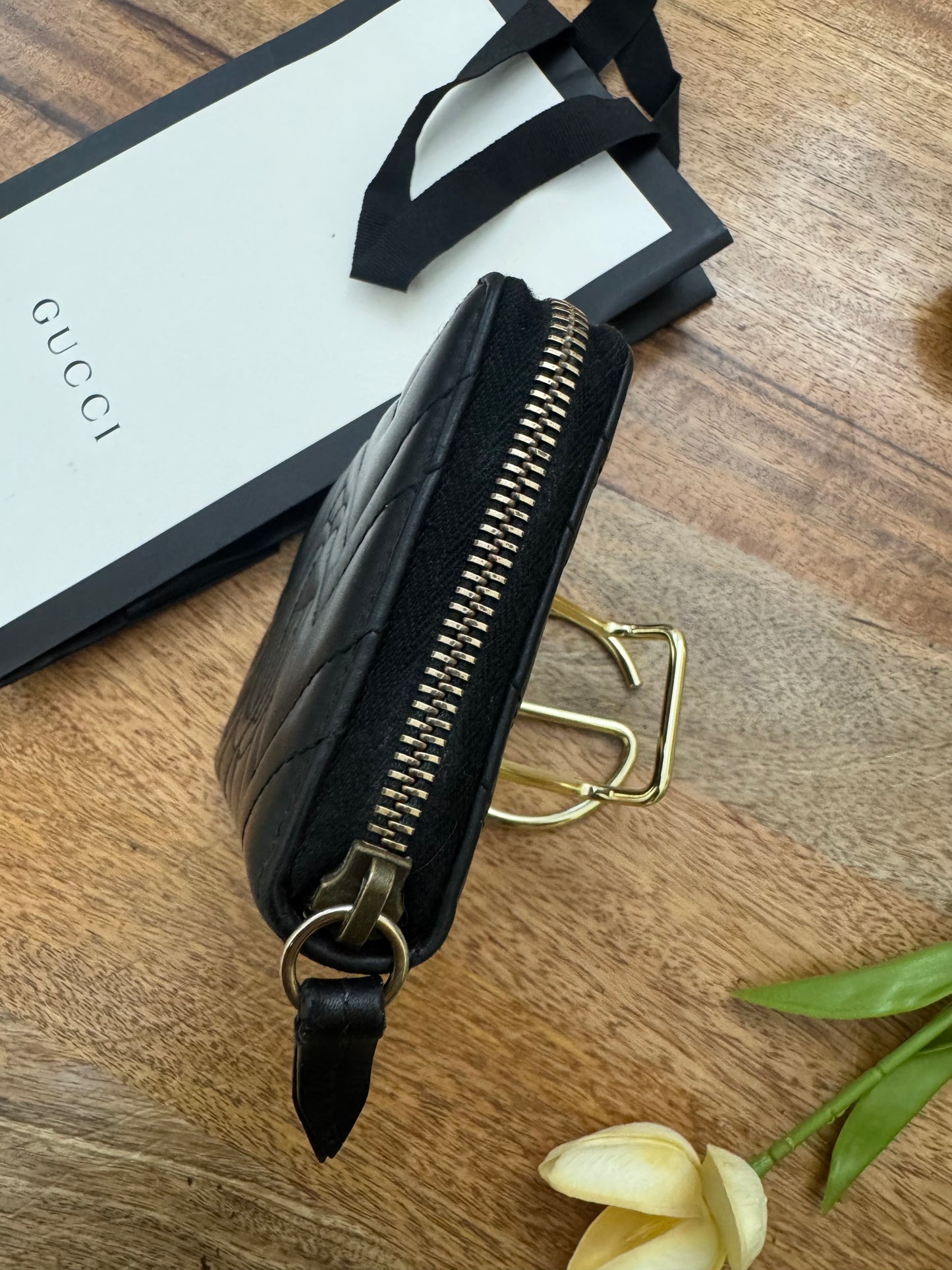 GUCCI - MARMONT ZIPPY WALLET (Black, Pre-loved)
