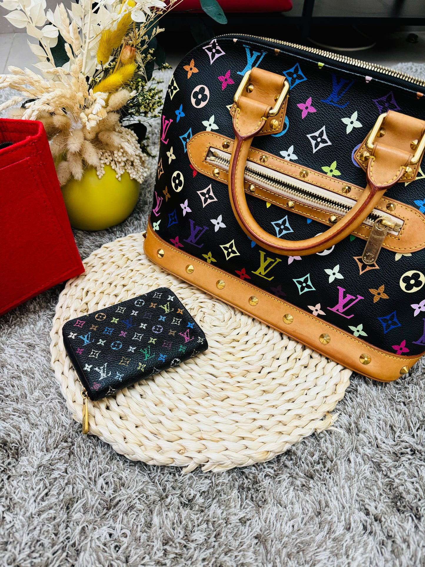 LOUIS VUITTON - Alma PM Murakami (limited edition) + short zippy wallet in multicolor