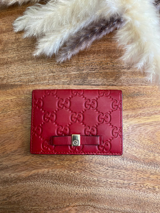 GUCCI - GUCCISSIMA BOW FLAP CARD HOLDER